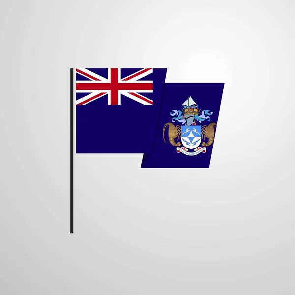 Tristan Cunha Ondeando Vector Diseño Bandera — Vector de stock