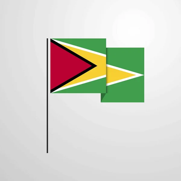 Guyana Waving Flag Design Vector — Stock Vector