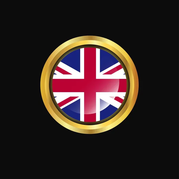 英国国旗金黄按钮 — 图库矢量图片