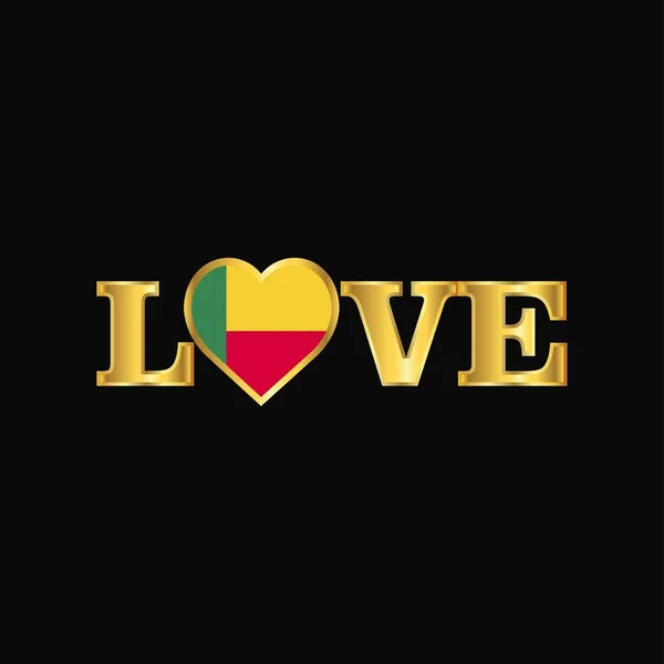 Tipografía Golden Love Vector Diseño Bandera Benín — Archivo Imágenes Vectoriales