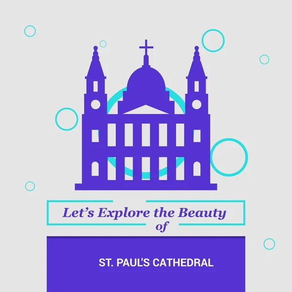 Scopriamo Bellezza Della Cattedrale Paul Londra National Landmarks — Vettoriale Stock