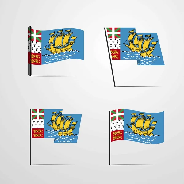 San Pedro Miquelón Icono Bandera Vector Ilustración — Vector de stock