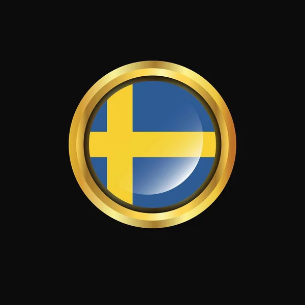 瑞典国旗金黄按钮 — 图库矢量图片