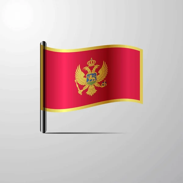 Montenegro Viftande Glänsande Flaggan Design Vektor — Stock vektor