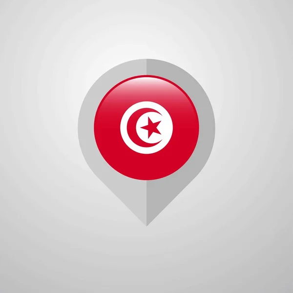 Pointeur Navigation Carte Avec Vecteur Conception Drapeau Tunisie — Image vectorielle