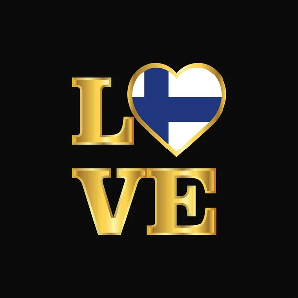 Amore Tipografia Finlandia Flag Design Vector Gold Lettering — Vettoriale Stock