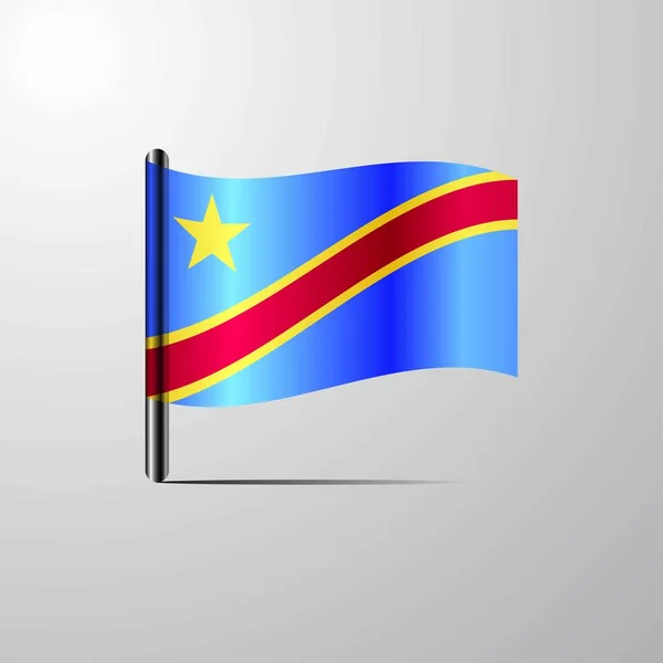 Comore Szigetek Integetett Fényes Zászló Design Vektor — Stock Vector
