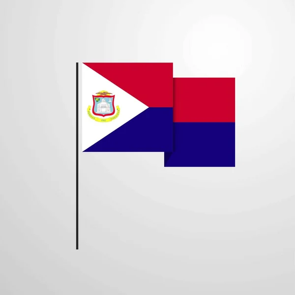 Saint Martin Acenando Com Bandeira Vetor Design — Vetor de Stock
