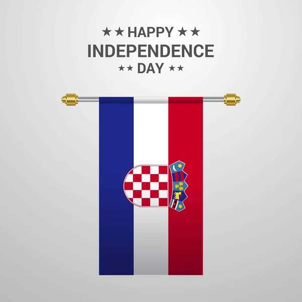 Croacia Día Independencia Colgante Bandera Fondo — Vector de stock