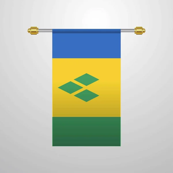 セントビン セントおよびグレナディーン諸島の旗を掲げ — ストックベクタ