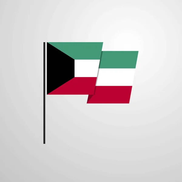Kuwait Viftande Flagga Design Vektor — Stock vektor