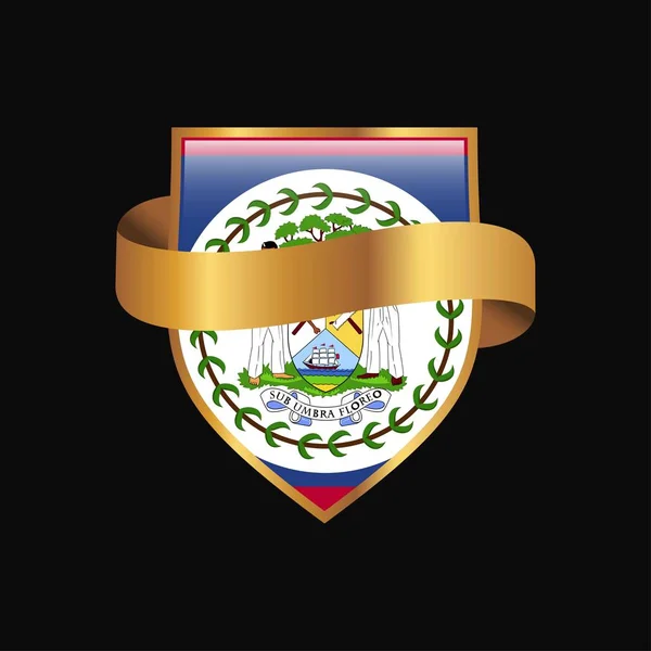 Belize Flagga Golden Badge Design Vektor — Stock vektor