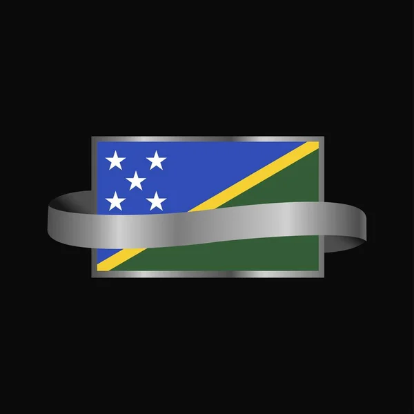 Salomonöarnas Flagga Ribbon Banner Design — Stock vektor