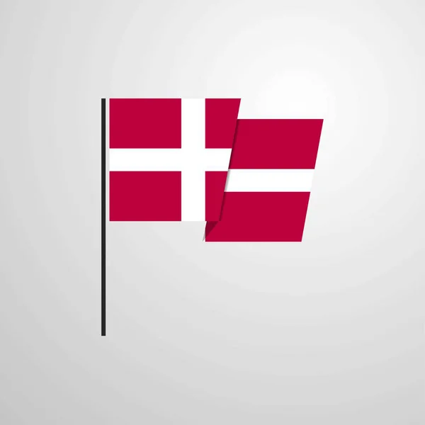 Integetett Zászló Design Vektor Dánia — Stock Vector