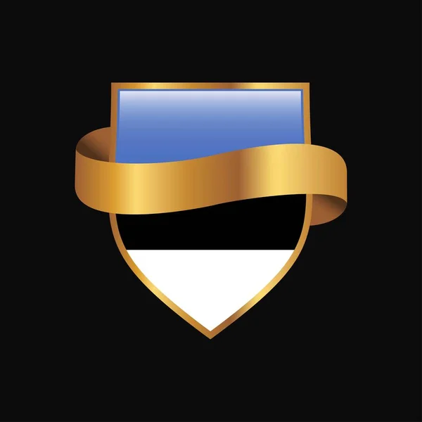 Bandera Estonia Golden Badge Design Vector — Vector de stock