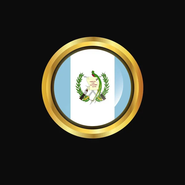 Guatemala Flag Golden Button — Stock Vector