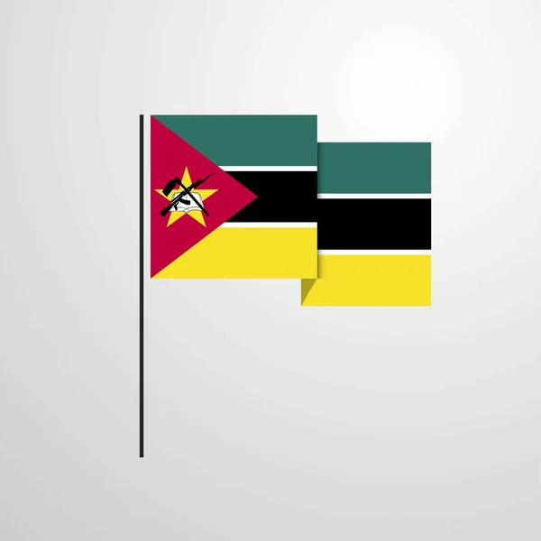 Moçambique Viftande Flagga Design Vektor — Stock vektor