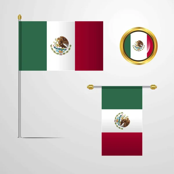 Mexiko Vlajka Ikonu Vektorové Ilustrace — Stockový vektor