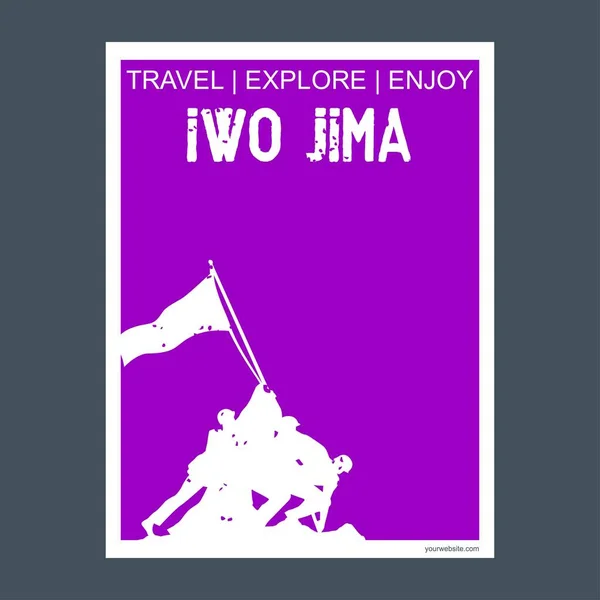 Iwo Jima Usa Depliant Monumentale Stile Piatto Vettore Tipografico — Vettoriale Stock