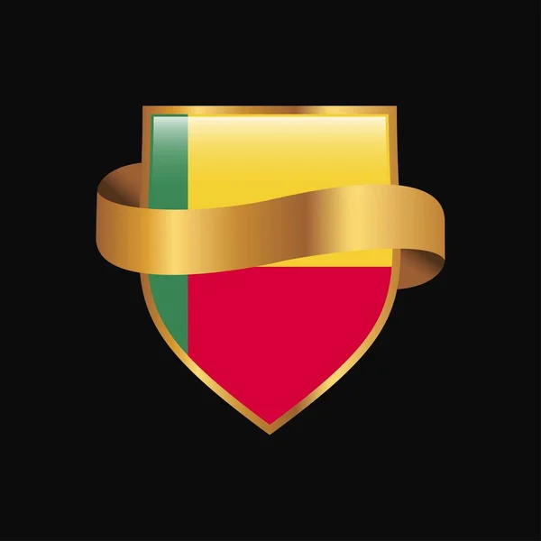 Benin Vlag Gouden Badge Ontwerp Vector — Stockvector