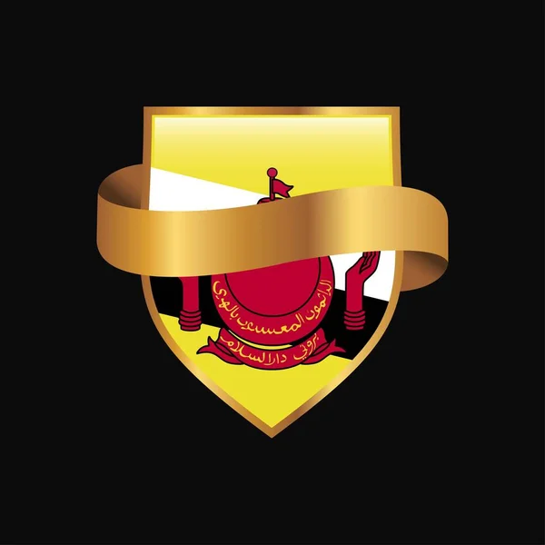 Bandera Brunei Golden Badge Design Vector — Vector de stock