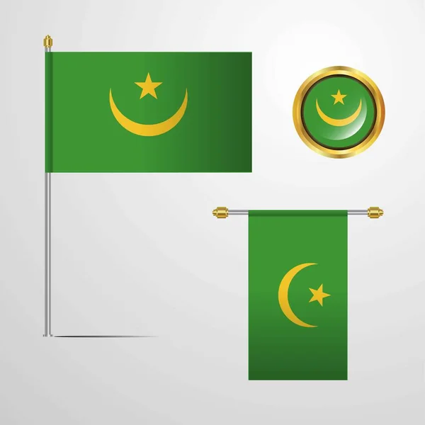 Mauritanië Vlag Pictogram Vectorillustratie — Stockvector