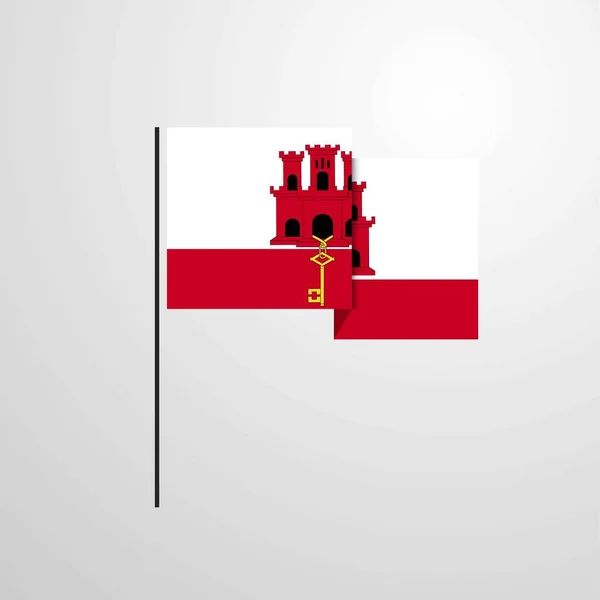 Gibraltar Schwenkt Flagge Design Vektor — Stockvektor