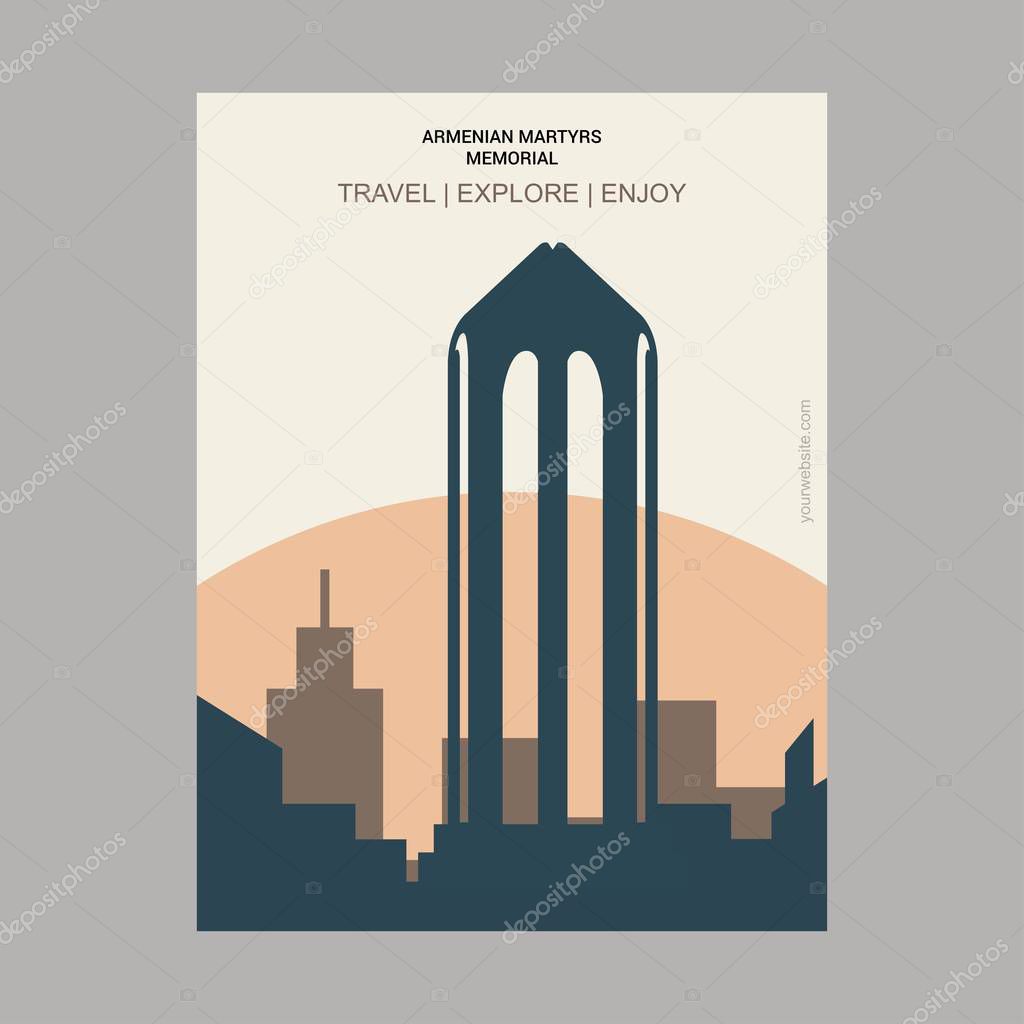 Armenian Martyrs Memorial CA , USA Vintage Style Landmark Poster Template