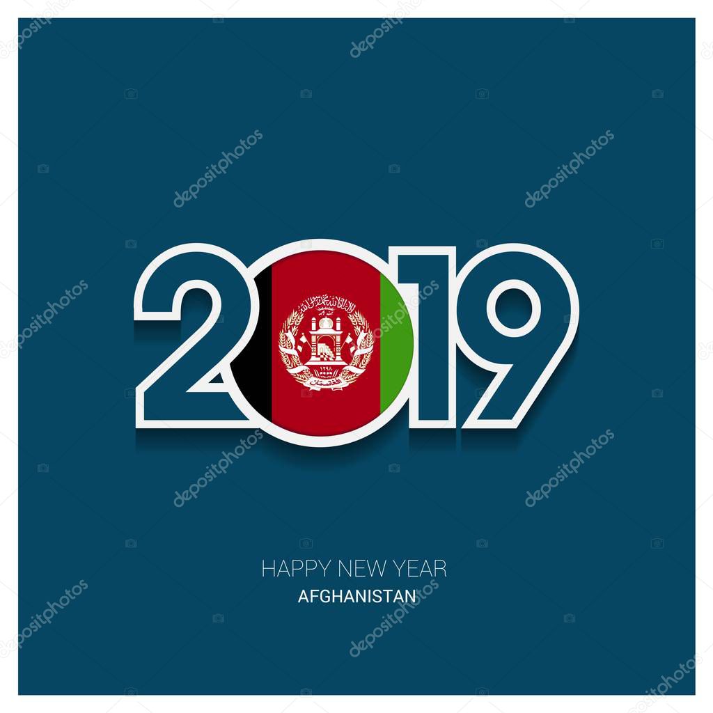 2019 Afghanistan Typography, Happy New Year Background