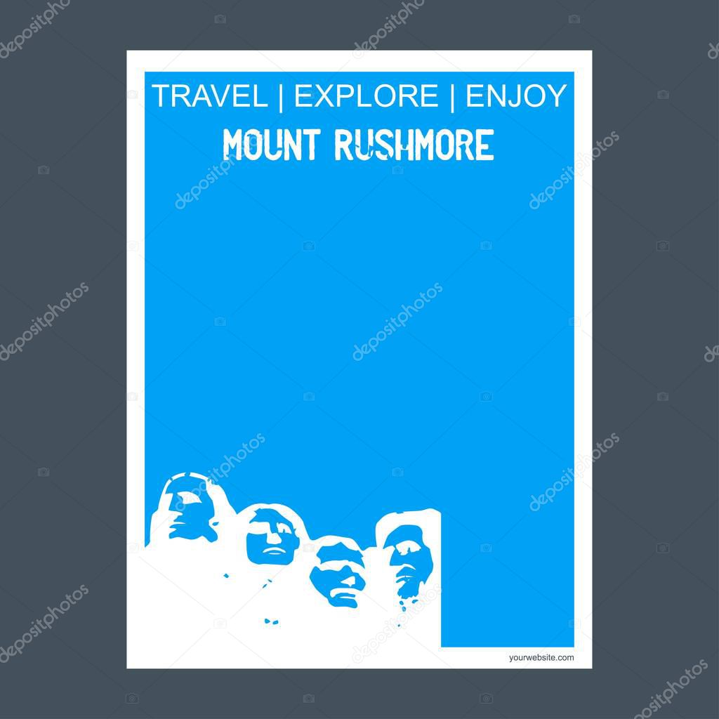 Mount Rushmore South Dakota, United States monument landmark brochure Flat style and typography vector