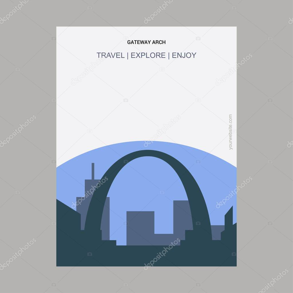 Gateway Arch St. Louis, USA Vintage Style Landmark Poster Template