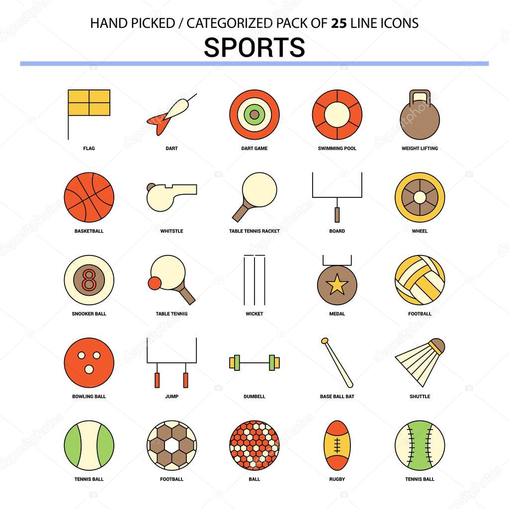 Sports Flat Line Icon Set - Business Concept Icons Design