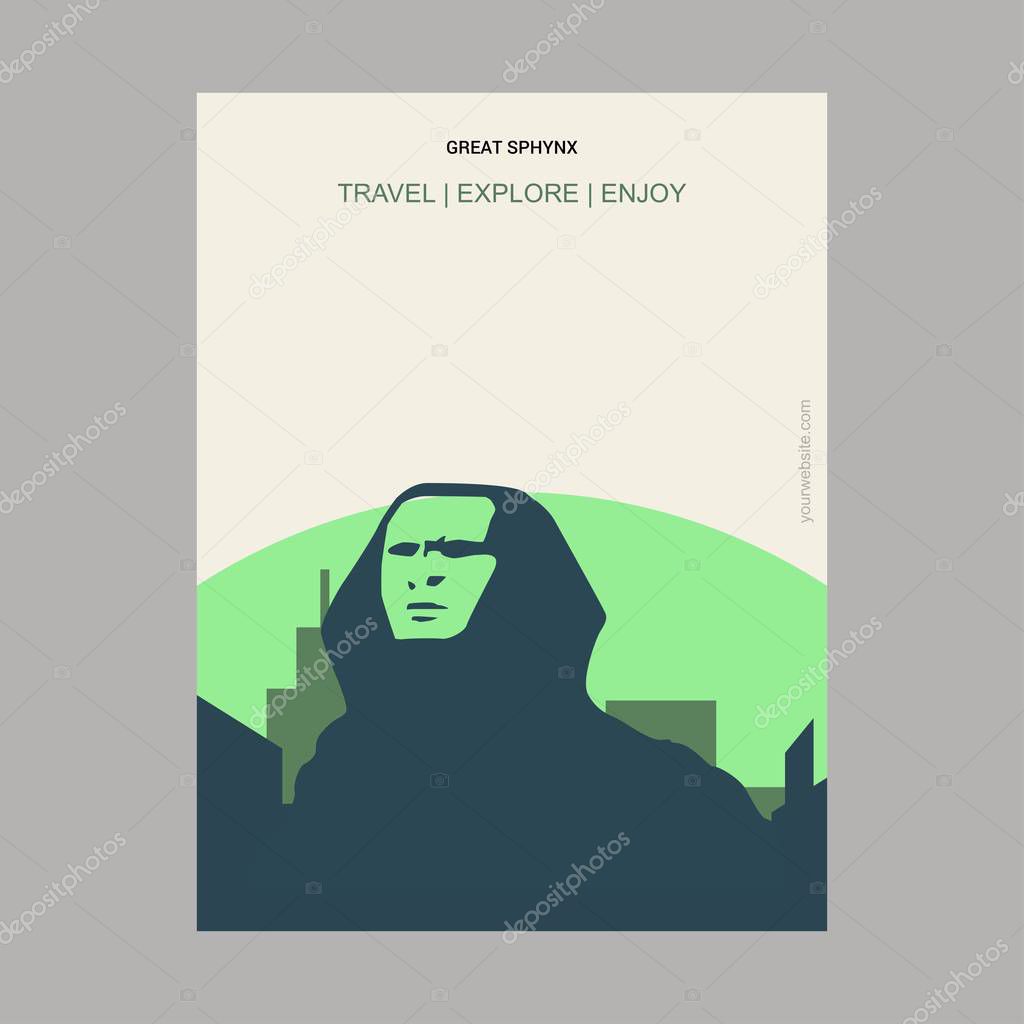 Great Sphynx Giza Governorate, Egypt Vintage Style Landmark Poster Template