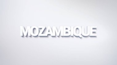 Mozambik, metin tasarım. hat. Tipografi poster. Duvar kağıdı arka plan olarak kullanılabilir