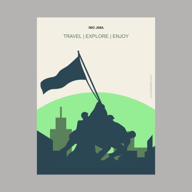 Iwo Jima, ABD Vintage tarzı Landmark Poster şablonu