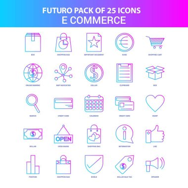 25 mavi ve pembe Futuro E-ticaret Icon Pack