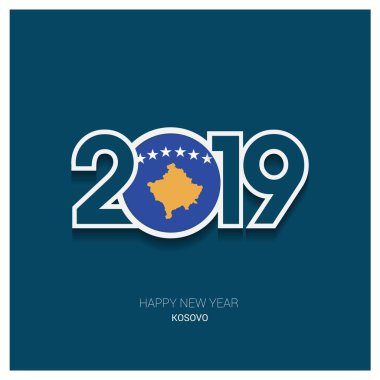 2019 Kosova tipografi, mutlu yeni yıl arka plan