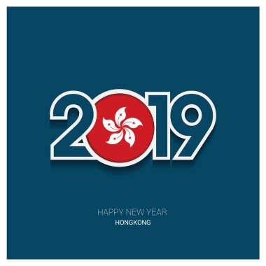 2019 Hongkong tipografi, mutlu yeni yıl arka plan