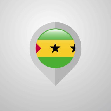Sao Tome ve Principe bayrak tasarlamak vektör harita navigasyon işaretçisiyle