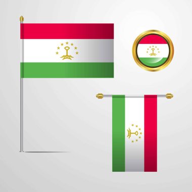 Tacikistan bayrağı simge vektör çizim