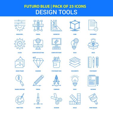 Tasarım araçları simgeler - Futuro mavi 25 Icon pack