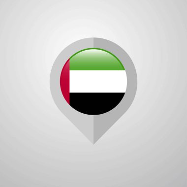 Harita navigasyon işaretçisi ile Birleşik Arap Emirlikleri bayrağı tasarlamak vektör