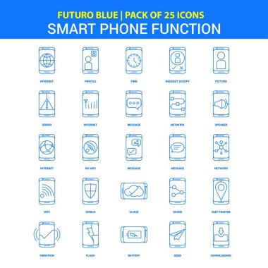 Akıllı telefon işlevlerini simgeler - Futuro mavi 25 Icon pack