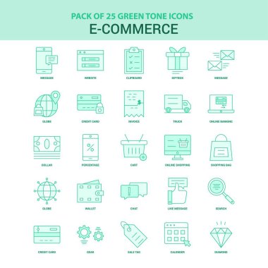 25 yeşil E-ticaret Icon set