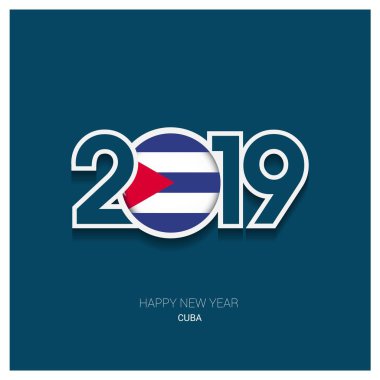 2019 Küba tipografi, mutlu yeni yıl arka plan