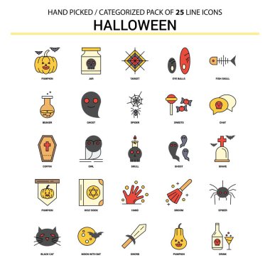 Cadılar Bayramı düz çizgi Icon Set - iş kavramı simgeleri tasarım