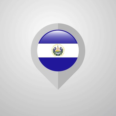 Harita navigasyon işaretçisiyle El Salvador bayrak tasarlamak vektör