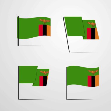 Zambiya bayrağı simge vektör çizim