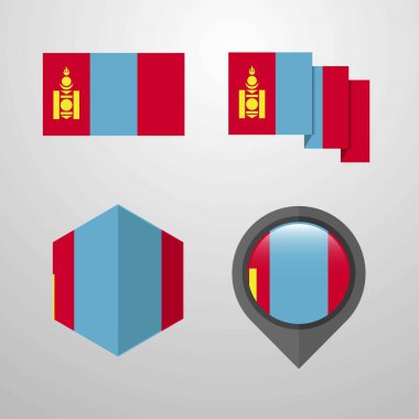 Moğolistan bayrağı tasarım vektör ayarla