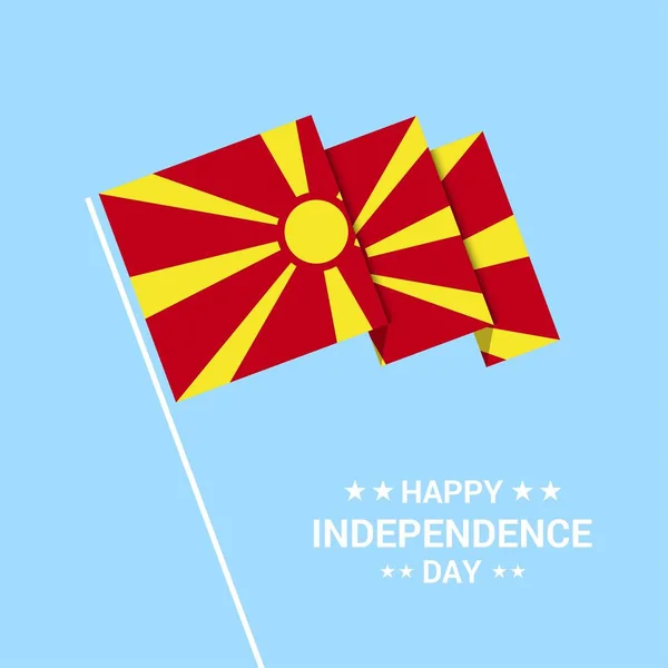 Makedonien Självständighet Dag Typografisk Design Med Flaggan Vektor — Stock vektor